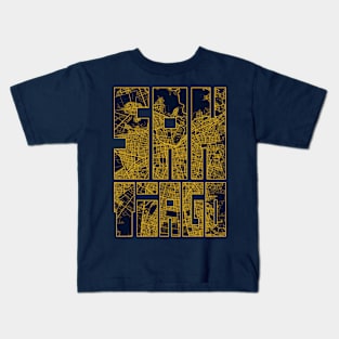 Santiago, Chile City Map Typography - Gold Art Deco Kids T-Shirt